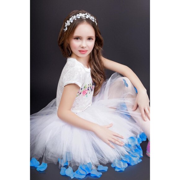 Flower Girl Headband Crystal Wedding Hair Accessory Silver for Birthday Princess - Picture 4 of 6